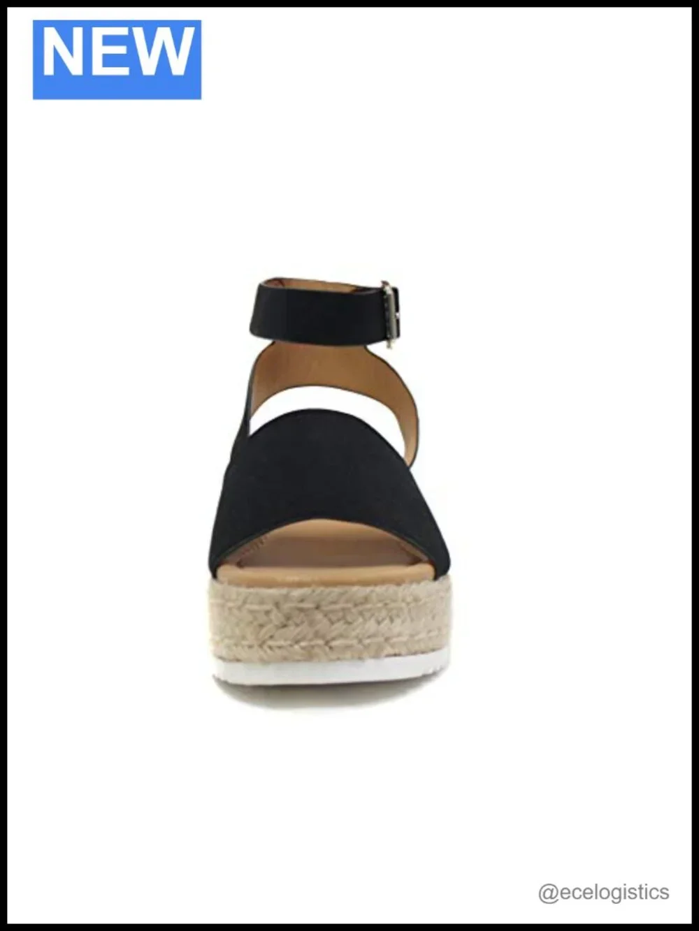 Open Toe Buckle Ankle Strap Espadrilles Flatform Wedge Casual Sandal